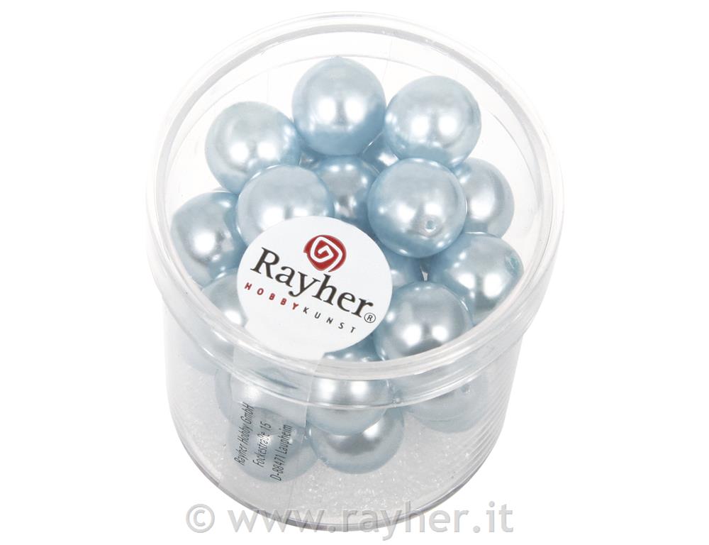 Perle cerate-vetro rinasciment., 10 mm oscatola 35 pzblu chiaro
