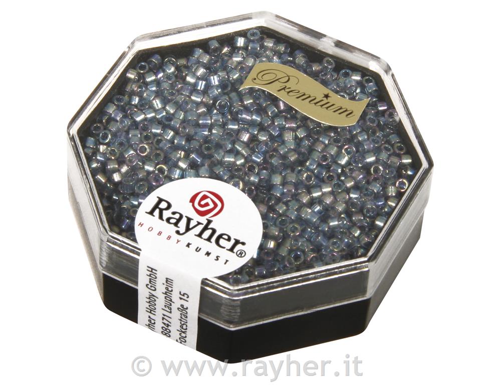 Rocailles-Delica, 1,6 mm otrasparenti Rainbowblu luce, scat. 6g