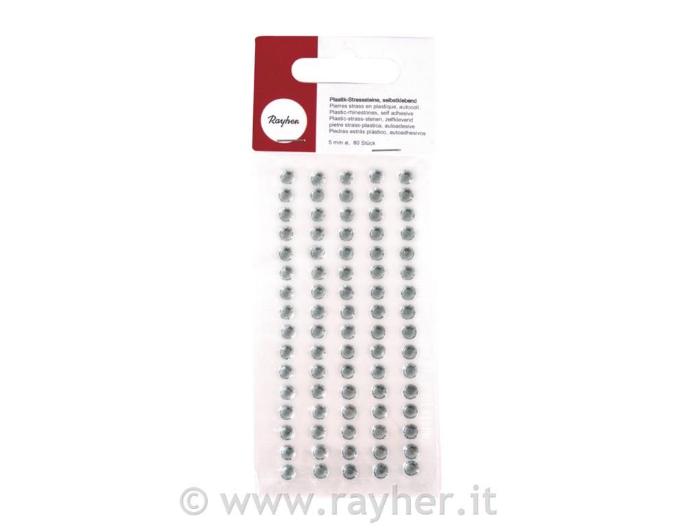 pietre strass-plastica, autoadesive5 mm, busta 80 pezzicristallo