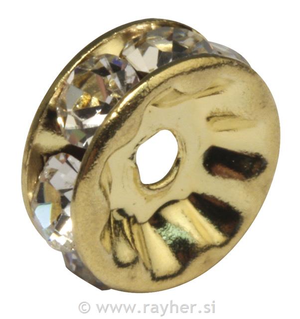 Rhinestone disc with crystal beads, gold