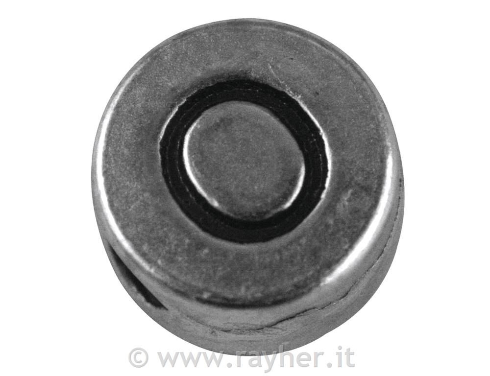 Perla metallo "O", 7mm oforo 2mm o, sfusoargento