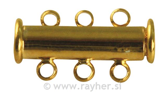 Magnet sliding clasp, 3 rows, gold, 20mm