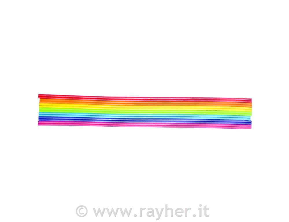 Strisce decor.-cera arcobaleno2 mm, 23 cm, busta 14 pz