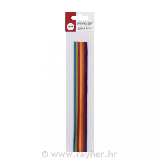 Strisce decor.-cera arcobaleno2 mm, 23 cm, busta 14 pz