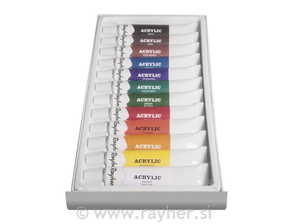 Set colori acrilici per artisti12 colori x 12ml, set