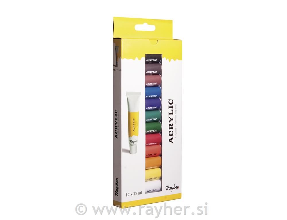 Set colori acrilici per artisti12 colori x 12ml, set