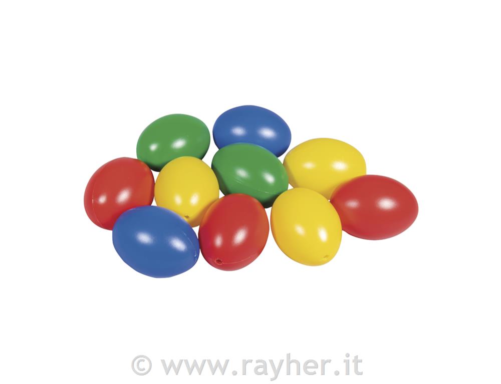 Uova di plastica, 6 cm4 colori assortiti, busta 10 pz