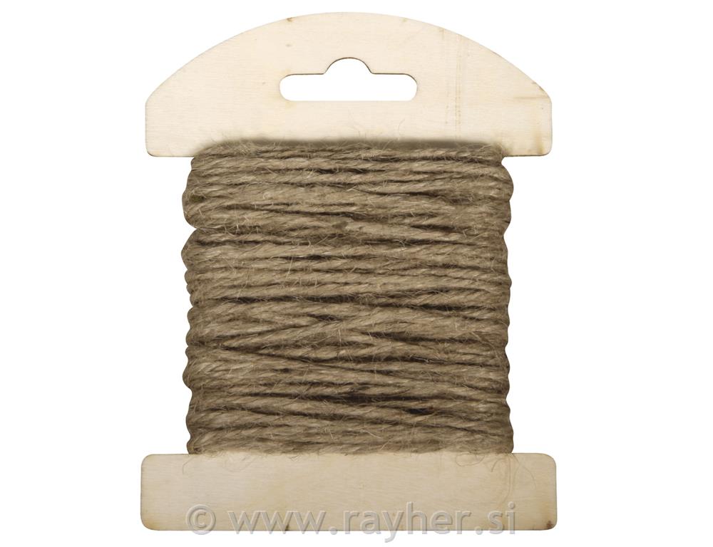 Jute cord on a wooden card, 1,5mm o, san