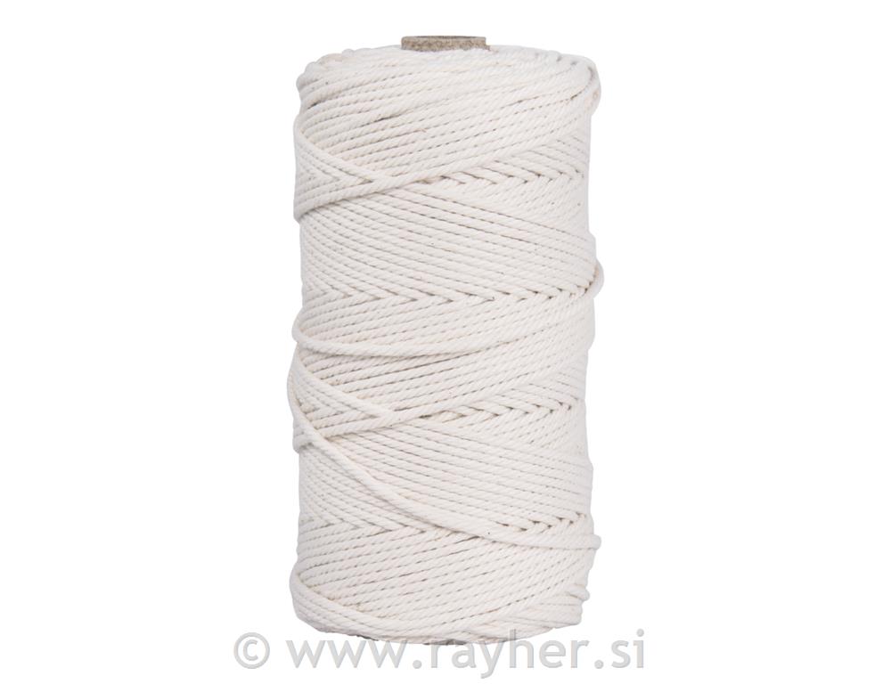 Yarn, 3.7mm o, white, ca. 500g, Spool 141m