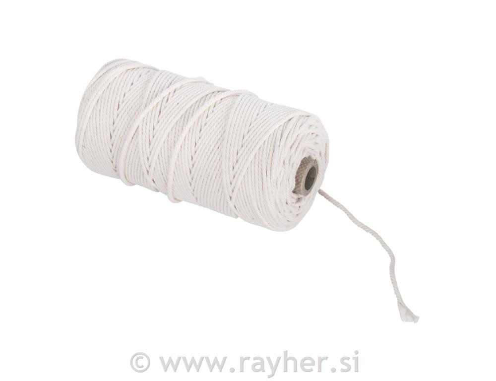 Yarn, 3.7mm o, white, ca. 500g, Spool 141m