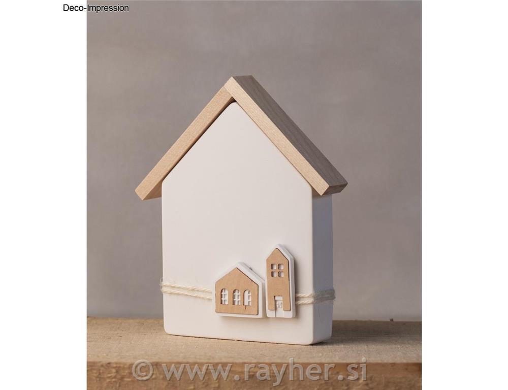 Ornamento in legno Mini case 2 x10,6x3,4cm spessore 1 mm