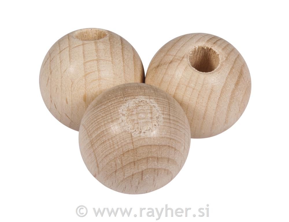 Palline legno grezzo FSC 100%, 45mm omezzo foro 8mmo, SB 2pz