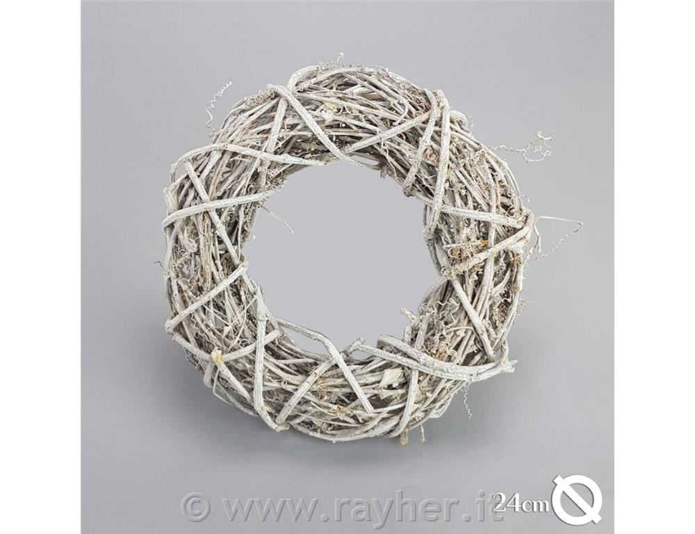 Rayher 65013000 ghirlanda decorativa in vimini, bianco slavato, 30 cm di  diametro, altezza 8 cm per
