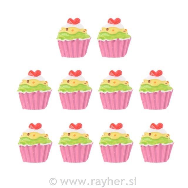 Cupcake, set di 10, rosa-verde