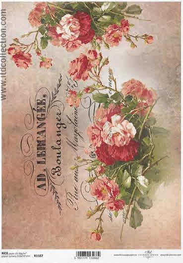 FOGLIO 30X50 CARTA di riso per decoupage temi Fiori Frutta Rose