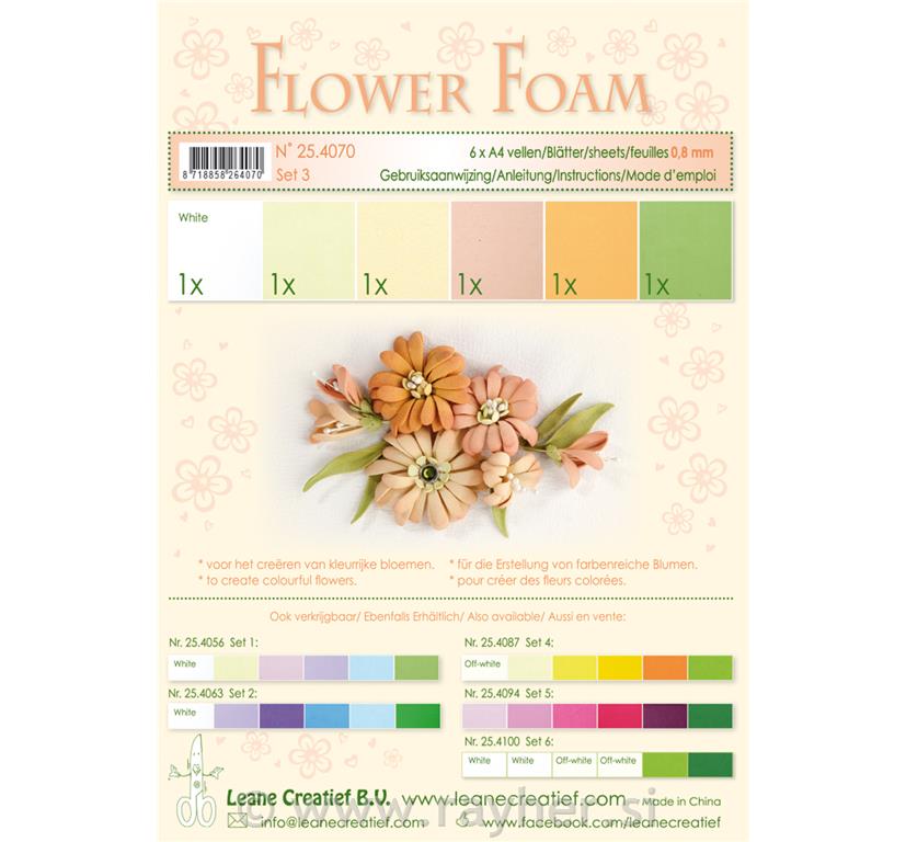 FOGLI FOAMIRAN GOMMA Set 2, 6 fogliA4 0.8mm. colori salmone