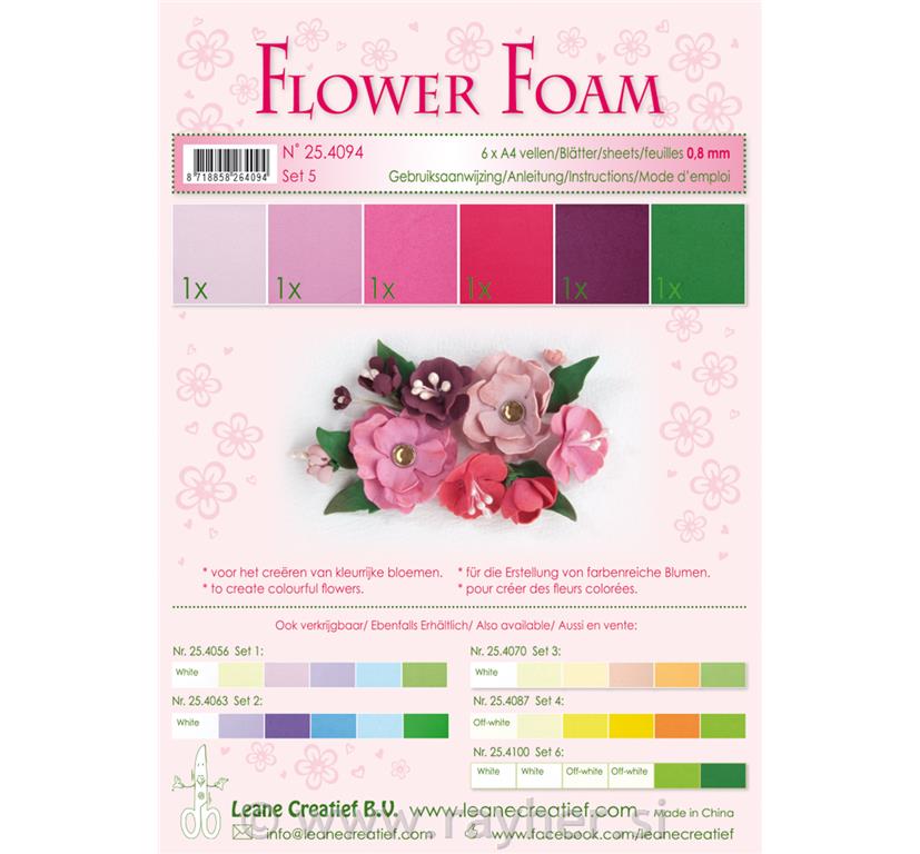 FOGLI FOAMIRAN GOMMA Set 4, 6 fogliA4 0.8mm. colore rosso - rosa