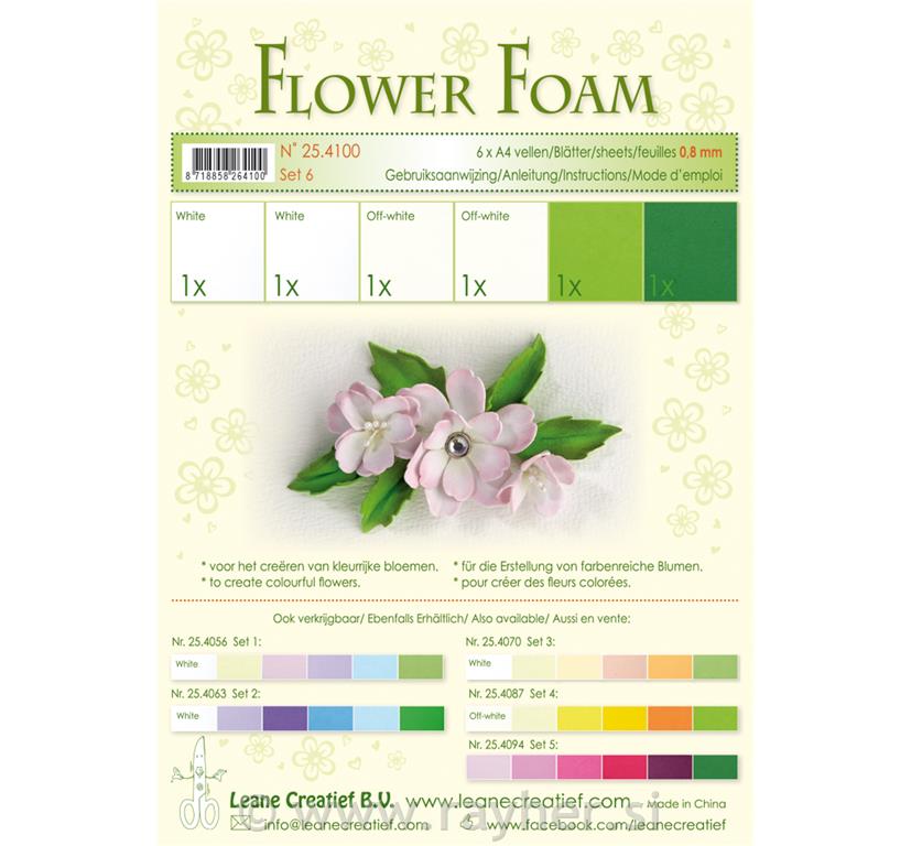 FOGLI FOAMIRAN GOMMA Set 6, 6 fogliA4 0.8mm. colore verde-bianco