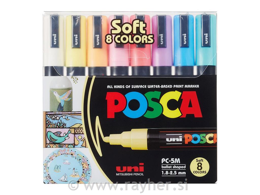 Uni POSCA markers 5M set 8 Soft;; tip 1,8-2,5 mm