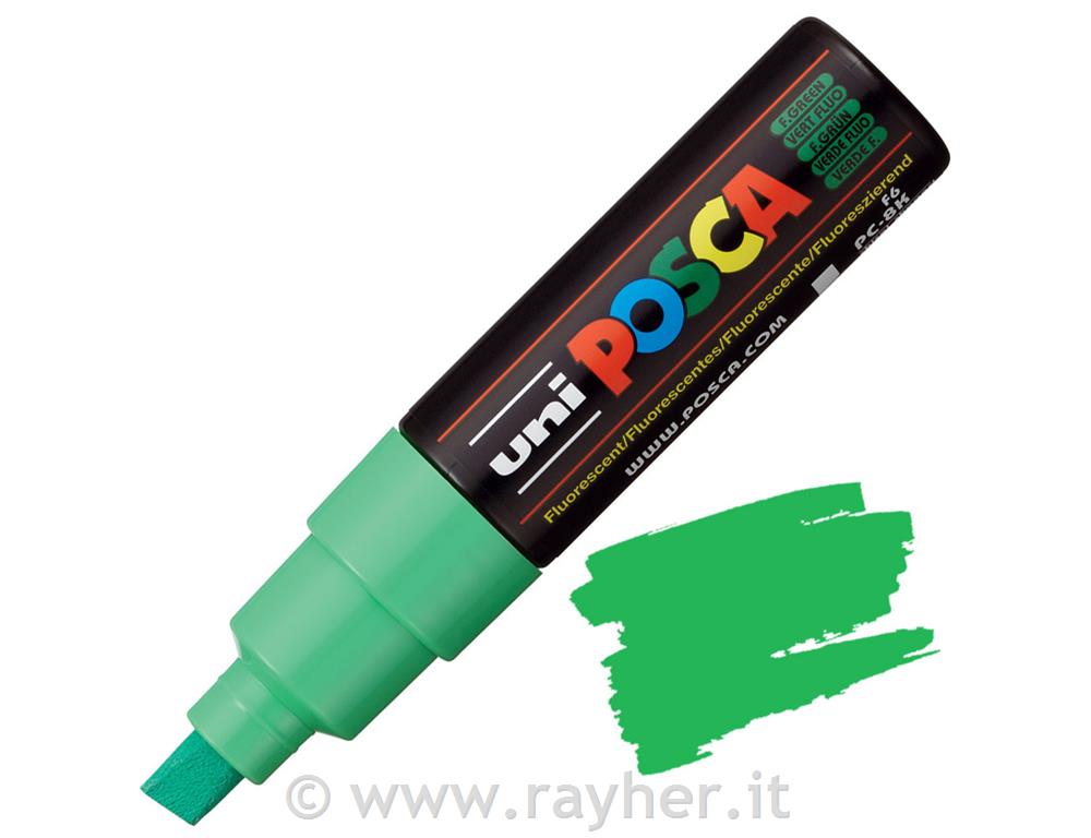 Uni POSCA marker; p.tonda 8 mm chissel;; fluo green