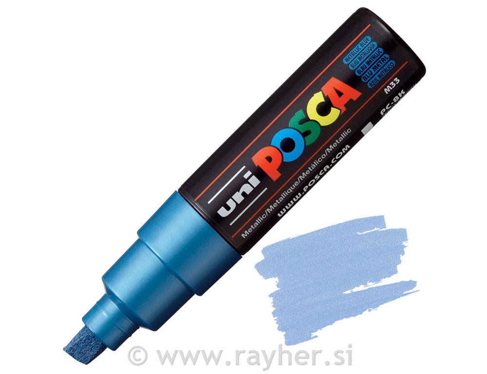 Uni POSCA marker; p.tonda 8 mm chissel;; metallic blue