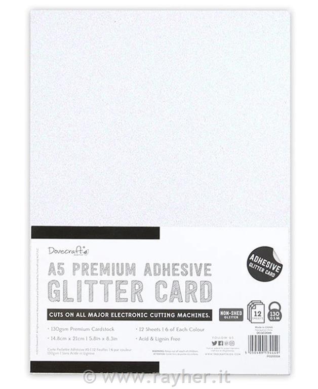 Carta glitter adesiva, A5, set 12