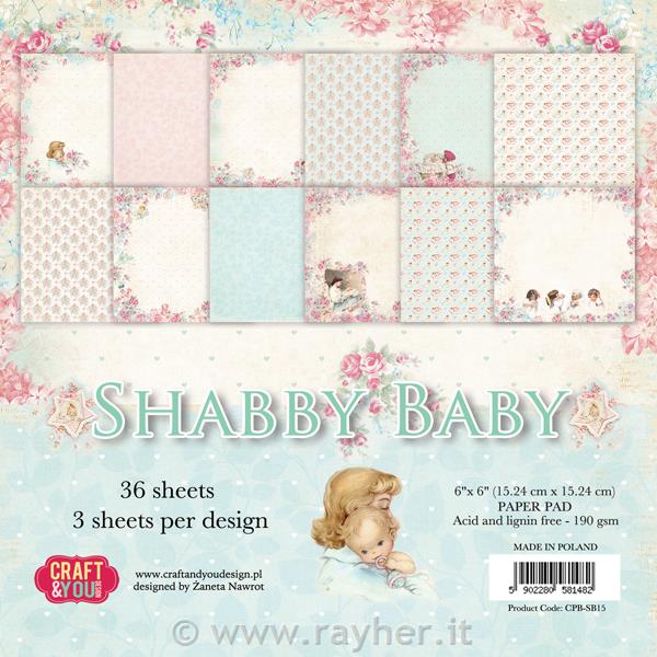 Set di carta, 15x15cm, Shabby Baby